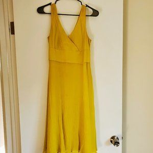 J. Crew Yellow Sophia Dress Silk Chiffon Size 8